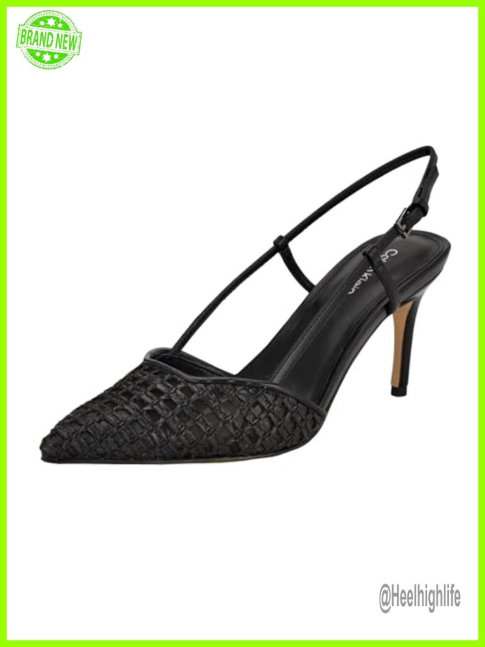 Pointed Toe Woven Slingback Stiletto Heel Pump